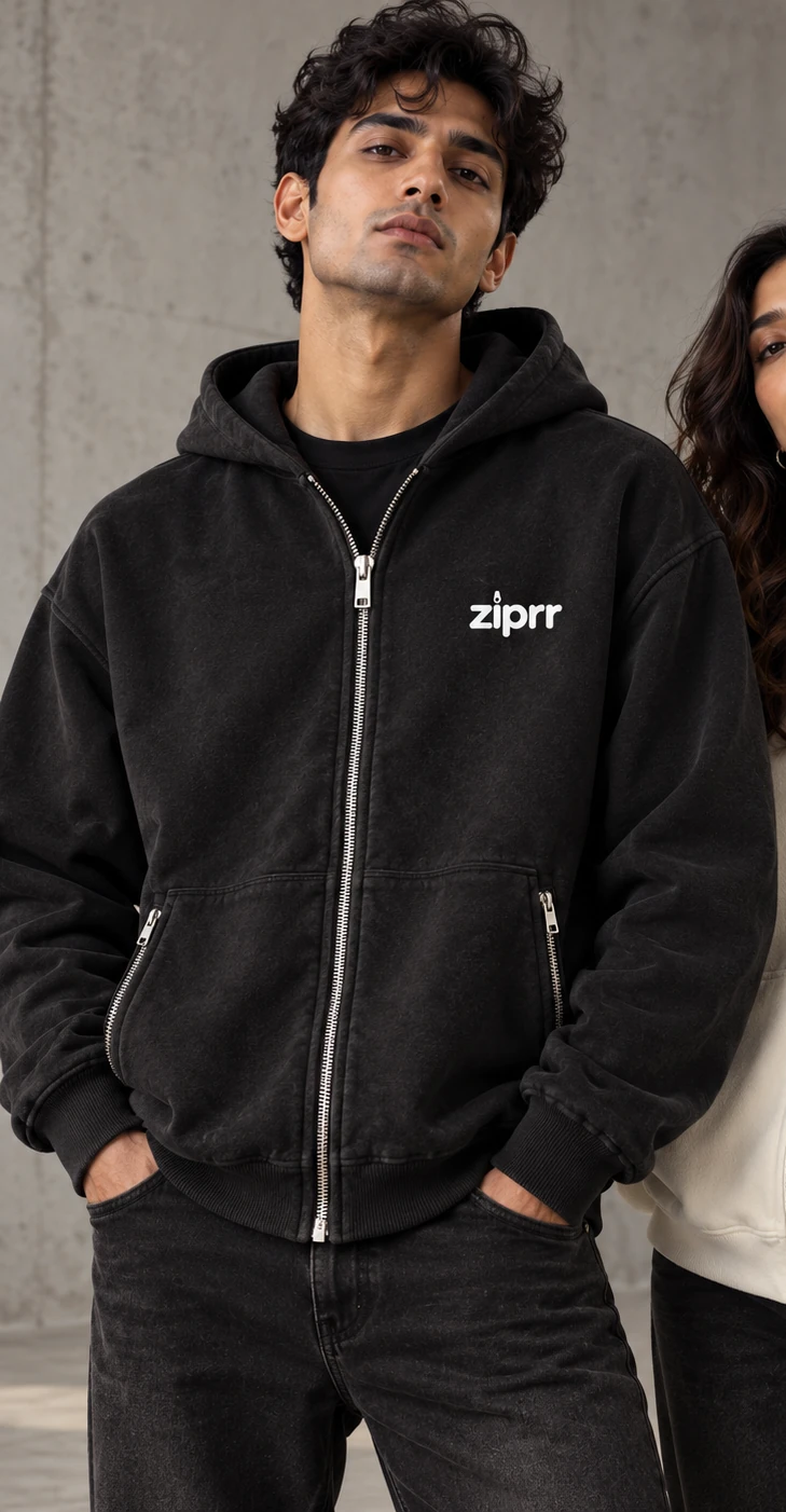Concrete Studio Boxy Zip Hoodie
