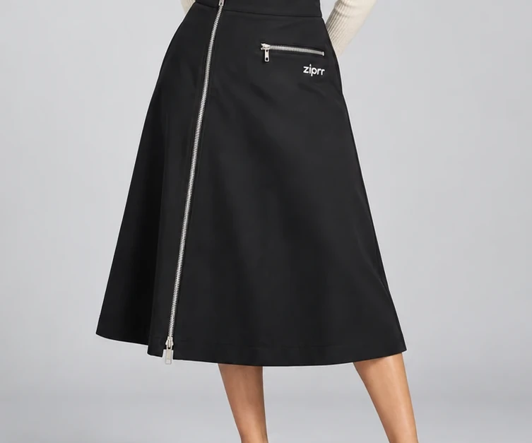 Gallery Pleated Zip Midi Skirt